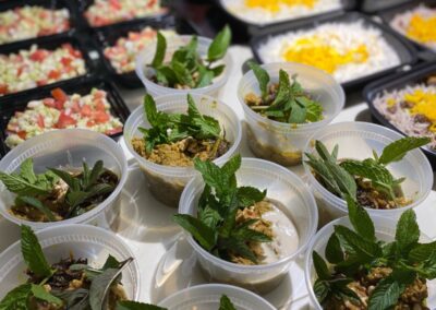 containers of small portions of food items for Mother's Day